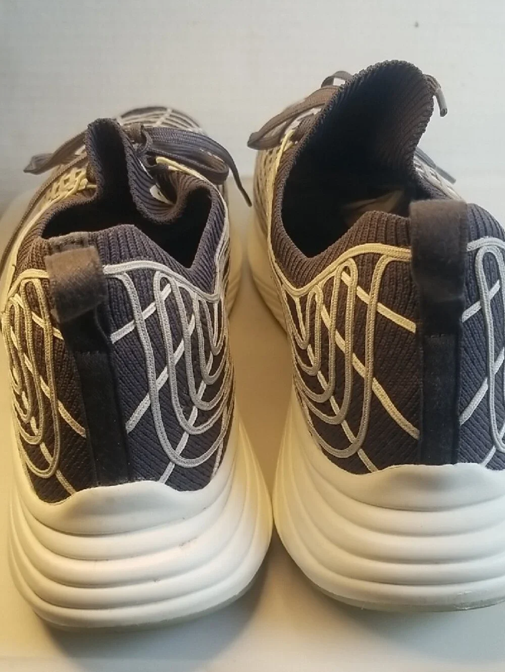 APL Men’s Gray Knit Sneakers with Cream Grid Overlay
